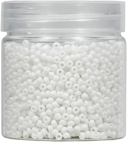 Cuentas de semillas sueltas de color negro opaco, alrededor de 4000 piezas en caja 8/0 de vidrio para hacer joyas, agujero de 0.028 in (blanco)