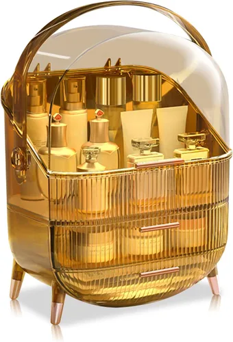 Ergocar - Estuche de maquillaje portátil serie retro multifunción, caja de almacenamiento de cosméticos a prueba de polvo, organizador de joyas y