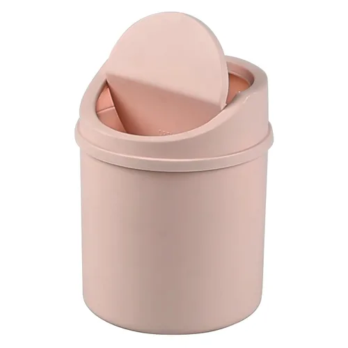 Miniatura 11 de Mini basurero de escritorio de plástico de 2 L, pequeño bote de basura con tapa giratoria, color gris