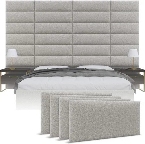 Miniatura 33 de Cabeceras tapizadas Vänt - Paneles de pared para montar en la pared tamaño Queen/Full - Champán neutro metálico - Juego de 4 paneles