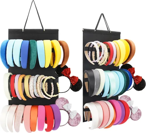 Organizador colgante para diademas para niñas, organizador de diademas de fieltro, organizador de almacenamiento para diademas (sin diademas) (Negro)