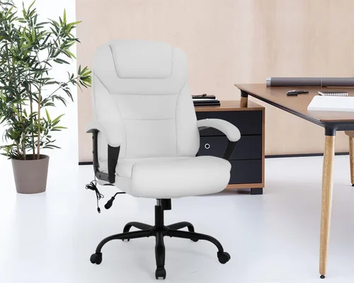 Miniatura 2 de Silla de escritorio ergonómica grande y alta de 500 libras con soporte lumbar, apoyacabezas, silla de oficina de masaje, silla giratoria de piel