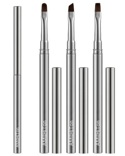 Miniatura 11 de 3 piezas de brochas de limpieza de arte de uñas, brochas de uña redondas/anguladas/planas resistentes a la acetona para remover esmalte de gel