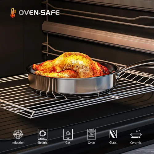 Miniatura 5 de Meythway Juego de ollas y sartenes no tóxico, juego de utensilios de cocina de acero inoxidable de 16 piezas con vaporera, juego de utensilios