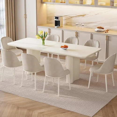 Miniatura 21 de Mesa de comedor rectangular de 62.99 pulgadas para 4-6 personas, mesa de cocina moderna con patas en forma de onda, mesas de comedor para cocina