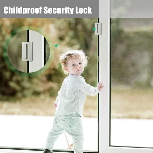Miniatura 5 de Paquete de 2 cerraduras de refuerzo de puerta de seguridad para el hogar, a prueba de niños, añade alta seguridad a la prevención del hogar, acabado