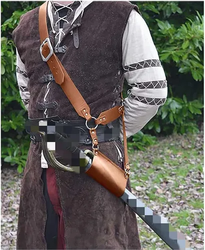 Miniatura 12 de BLESSUME Cinturón medieval de caballero con espada rana funda de estoque, soporte de vaina de estoque, 1 unidad