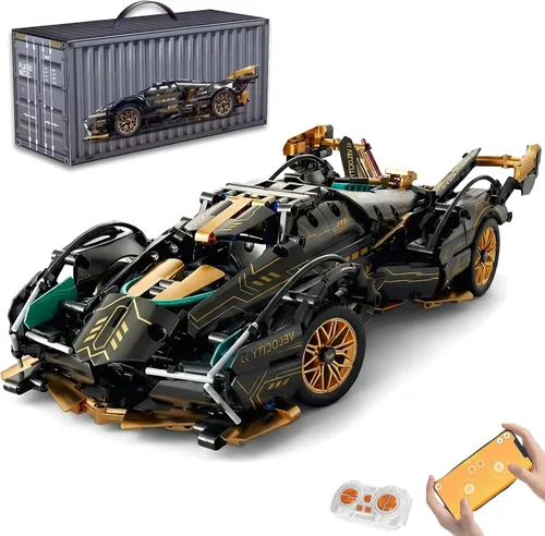Kit de coche a control remoto a escala 1:14 V12, kit de modelo de coche deportivo, 975 piezas, luces LED, 2.4 GHz y juguete de control remoto por