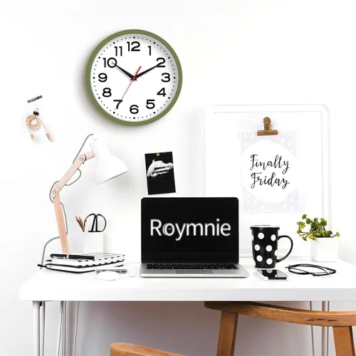 Miniatura 4 de Reloj de pared Roymnie, silencioso y sin tictac, moderno, funciona con pilas, analógico, pequeño, clásico, decorativo, de 20 cm, para cocina, baño