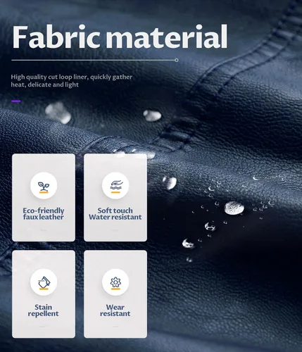 Miniatura 4 de CREATMO US Chaqueta de piel sintética para hombre, impermeable, resistente al viento, PU con capucha extraíble