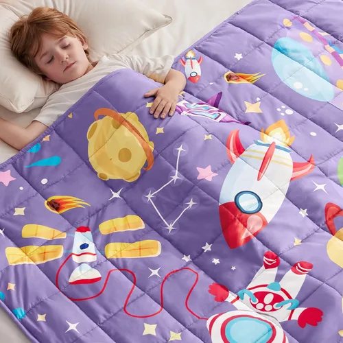 Miniatura 24 de anfie - Manta con peso para niños (40 x 60 pulgadas, 7 lb), manta refrescante para dormir, tamaño de manta ligera, transpirable, con cuentas de Gris