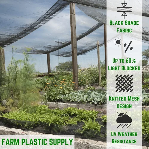 Miniatura 2 de Farm Plastic Supply - Paño de sombra negro - 60% - (12' x 20') - Tela de malla para pantalla de privacidad de vallas, sombra de jardín, malla