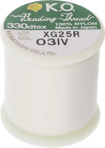Miniatura 25 de Hilo de nailon para cuentas KO, color blanco, japonés encerado al 100%, 330TEX, resistente a enredos, carrete de 50 m / 55 yardas, para proyectos