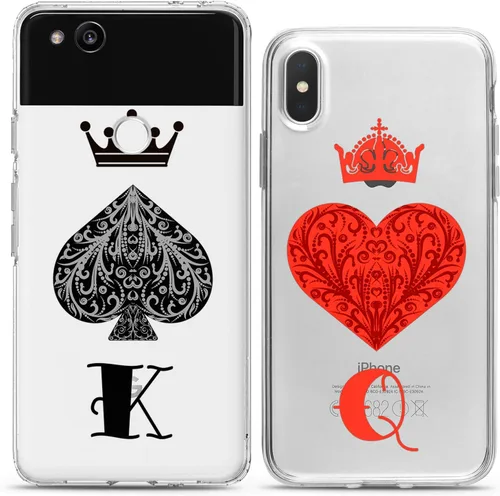 Miniatura 8 de Fundas a juego para parejas compatibles con iPhone 15 14 13 12 11 Pro Max Mini Xs 6s 8 Plus 7 Xr 10 SE 5 King Queen Spades Hes rojo negro encantador