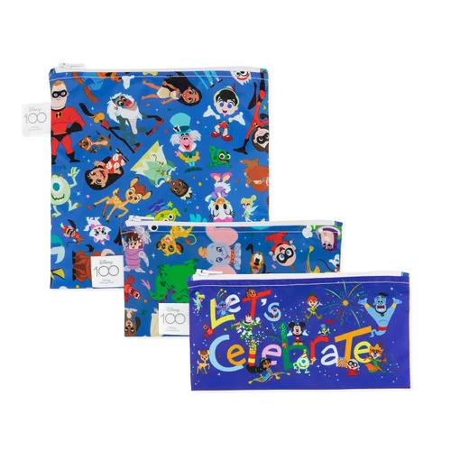 Miniatura 35 de Bumkins - Bolsas reutilizables para snacks, para almuerzo escolar de niños y porciones para adultos, tela lavable, bolsa con cierre de tela