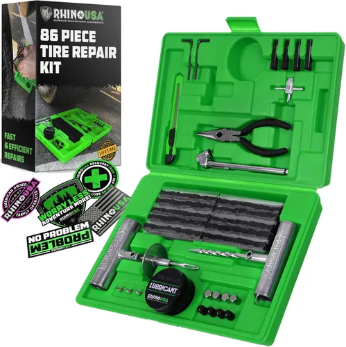 Miniatura 8 de Kit de reparación de neumáticos compacto Rhino USA (14 piezas) – Juego de tapones resistentes con lubricante incluido para arreglar pinchazos
