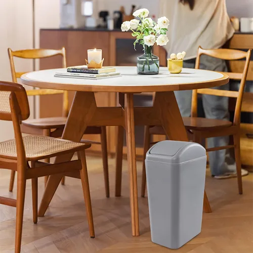 Miniatura 6 de Cubo de basura de plástico gris de 3.5 galones, 2 unidades Bote de basura delgado para garaje