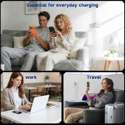 Miniatura 9 de Cargador de iPhone de carga rápida, paquete de 3 cargadores USB C de 20 W para iPhone 17 16 15 con cable USB C de 60 W, 6 pies para iPhone 17 Pro