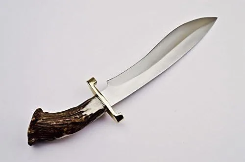 Miniatura 4 de Cuchillo de caza hecho a mano de acero D2 cuchillo de supervivencia con mango de asta de ciervo (S-963)