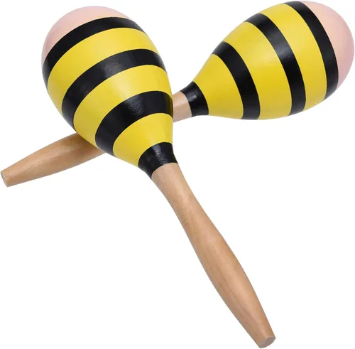 Miniatura 8 de Maracas para adultos y niños, 2 unidades de 9 pulgadas de maraca de madera para recuerdos de fiesta, color azul