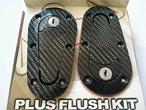 Miniatura 2 de Universal JDM fibra de carbono capó Pin Plus Flush Mount pestillo Kit de bloqueo con llaves