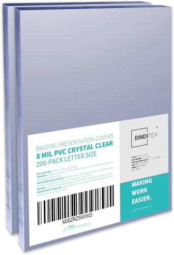 Miniatura 32 de Binditek paquete de 50 portadas de encuadernación transparentes de PVC de 8 mil, 11 x 17 pulgadas, tamaño tabloide, esquinas cuadradas, sin