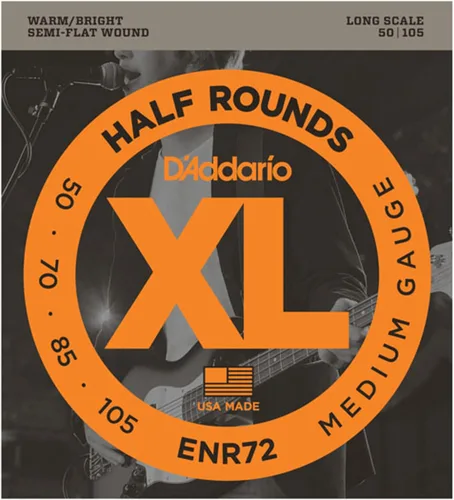 D'Addario XL medias rondas cuerdas para bajo - ENR72 - escala larga - calibre mediano, 50-105