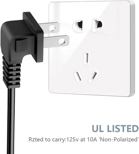Miniatura 2 de Cable de alimentación de TV, cable de alimentación universal de 2 clavijas en ángulo no polarizado de 18 AWG, NEMA 1-15P a IEC320 C7 Figura 8