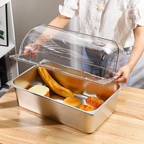Miniatura 4 de 6 fundas transparentes para platos de roce de plástico de tamaño completo, tapa enrollable para platos de 21 x 13 x 6.7 pulgadas, tapas de bandeja