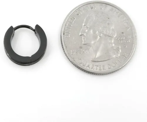 Miniatura 3 de Par de aros de argolla pequeños biselados plata oro o negros de 0.15 pulgadas