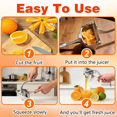 Miniatura 4 de Extractor de jugo de fruta fresca de aleación de aluminio, fácil de usar y limpiar, fácil de jugo Exprimidor de mano, exprimidor de cítricos