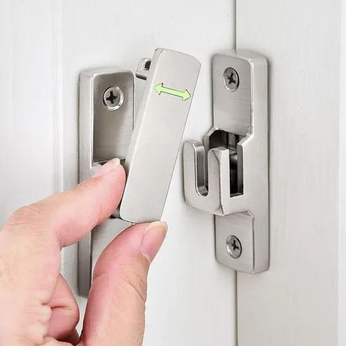 Miniatura 3 de Cerradura plateada para puerta de granero de 90/180 grados, pestillo de aleación de zinc premium - Pestillos de compuerta abatible, para armarios