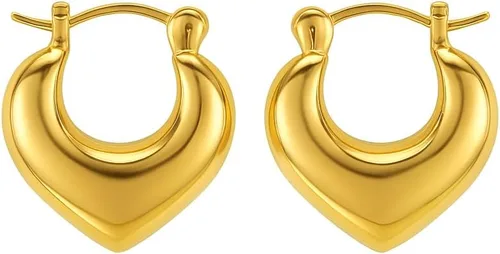 Gempires - Aretes ligeros y gruesos, delicados y minimalistas, hipoalergénicos, chapados en oro, sin deslustre, diseño clásico, para uso diario,