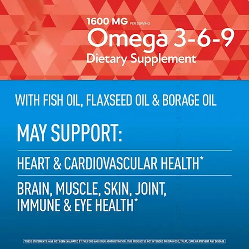 Miniatura 4 de Members Mark Omega 3-6-9 cápsulas blandas, 1600 mg, (300 unidades) - Corazón, cerebro, articulaciones, piel y salud ocular, mezcla de ácidos grasos
