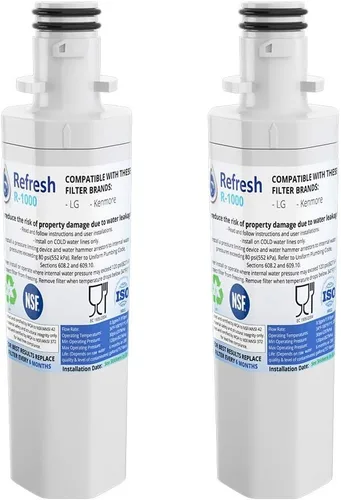 Miniatura 7 de Refresh Filtro de agua de repuesto para refrigerador LG LT1000P, LT1000PC, LT1000PC, MDJ64844601, ADQ74793501, ADQ74793502 y Kenmore 46-9980, 9980