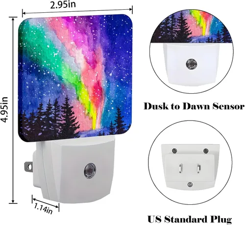 Miniatura 2 de Northern Lights - Luz nocturna enchufable, lámpara nocturna con sensor automático, lámpara de noche del atardecer al amanecer, decoración del hogar