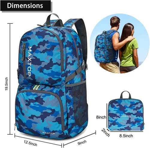 Miniatura 2 de MAXTOP Mochila plegable ligera de 40/50L para senderismo, viajes, camping, resistente al agua, plegable, para viajes al aire libre