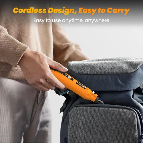 Miniatura 8 de HARDELL Mini herramienta rotativa inalámbrica y 230 accesorios de herramientas rotativas (naranja)
