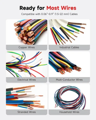 Miniatura 6 de CREWORKS - Máquina pelacables eléctrica, pelacables eléctrico para cables de cobre de 0.06 a 0.9 pulgadas (0.059-0.866 in) con 3 modos de operación