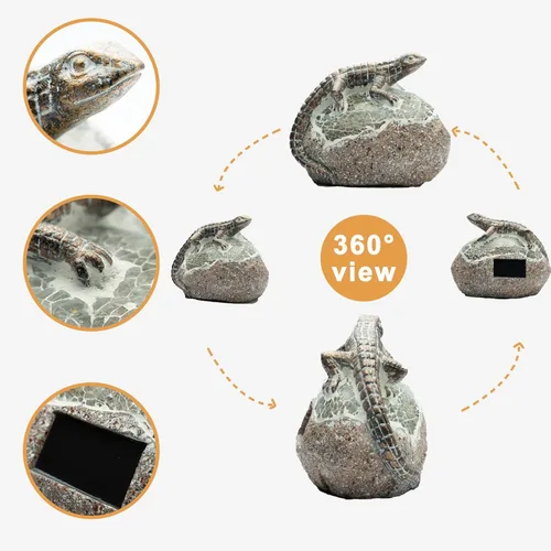 Miniatura 3 de Rezpuao Estatua de jardín de lagarto, decoración solar de lagarto para exteriores, figura de lagartos de resina con luz solar para patio, balcón