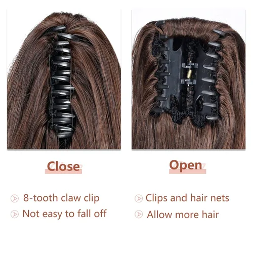Miniatura 27 de Extensiones de cola de caballo de cabello rubio, extensiones de cola de caballo para mujer, pinza de extensiones de cabello rizado de 12 pulgadas