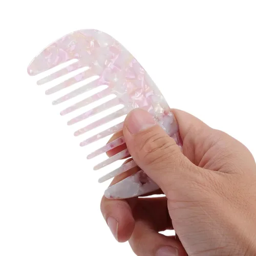 Miniatura 2 de VOCOSTE Peine de dientes anchos para mujer, tamaño de bolsillo antiestático para cabello rizado grueso, de viaje y mini peine para cabello húmedo