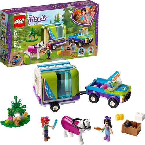 LEGO Friends 41371 - Remolque del caballo de Mia; set de construcción con mini muñecas Mia y Emma; incluye camioneta de juguete, caballo y conejo