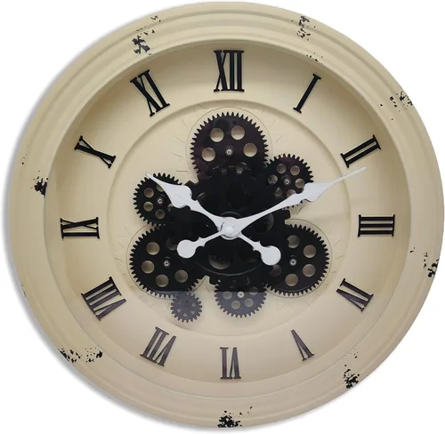 Miniatura 4 de Evursua Reloj de pared grande de 15.2 pulgadas con engranajes reales, reloj de pared móvil vintage industrial steampunk estética, arte