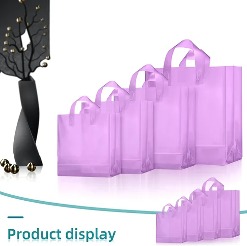 Miniatura 4 de Weewooday 100 Piezas Bolsas de Regalo de Plástico Esmerilado con Asas para Pequeñas Empresas Bolsas de Compras Transparentes con Fondo de Cartón, 4