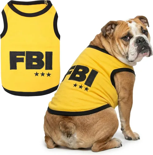 Miniatura 42 de Camiseta para Perro Parisian Pet - Camiseta Bordada FBI - 100% Algodón, Ropa Transpirable para Perros - Chaleco para Mascotas Sin Mangas - Camisas