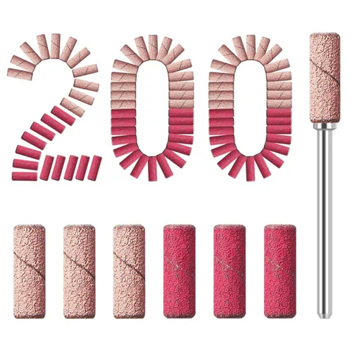 Modelones Bandas de lijado para taladro de uñas, 200 unidades de mini bandas pequeñas de lijado de uñas, mezcla de 180 240 bandas de lijado de lima