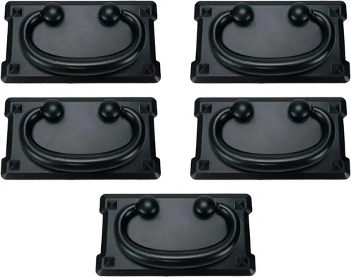 5 tiradores de fianza horizontales vintage de 3 pulgadas, color negro mate, rectangular, tirador de armario
