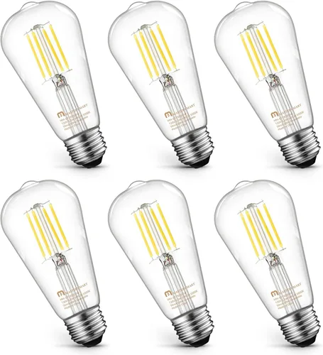 Miniatura 10 de MASTERY MART Paquete de 6 bombillas Edison vintage, bombilla LED E26 de 5.5 W equivalente a 60 W, regulable, blanco suave de 2700 K, ST19 antiguo