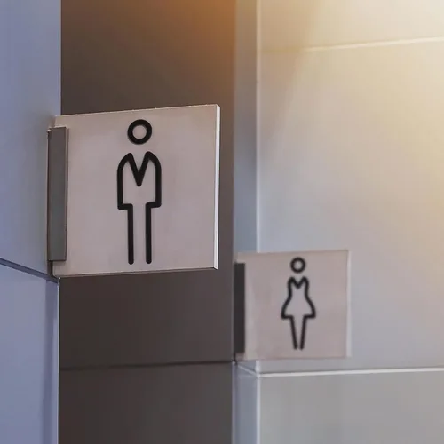 Miniatura 6 de Letrero de baño acrílico con respaldo adhesivo para hombres y mujeres, letreros de puerta de baño, letreros de baño para negocios, señalización